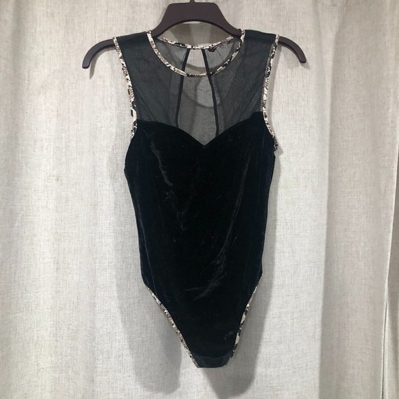 Victoria's Secret Tops - Vintage Victoria's Secret bodysuit top black mesh / velvet Whimsigoth Goth